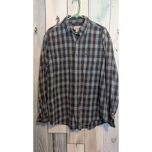 Men's Carhartt long sleeve button up plaid flannel work shirt size Large